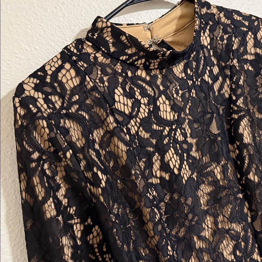 Pretty Little Thing Black Lace Eyelet Extreme Split BodyCon Dress - Picture 3 of 9
